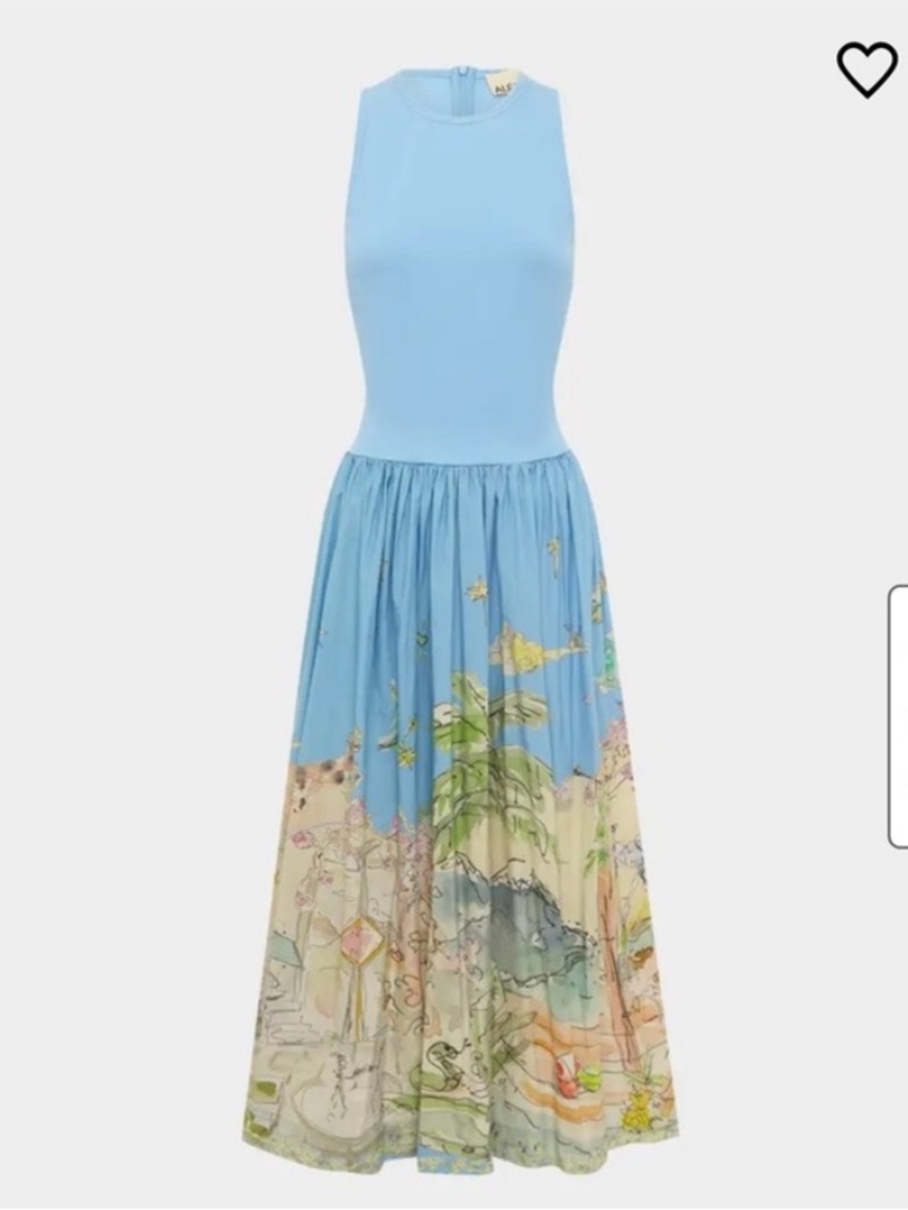 Alemais Anouk Tank Midi Dress Blue Scenic Print